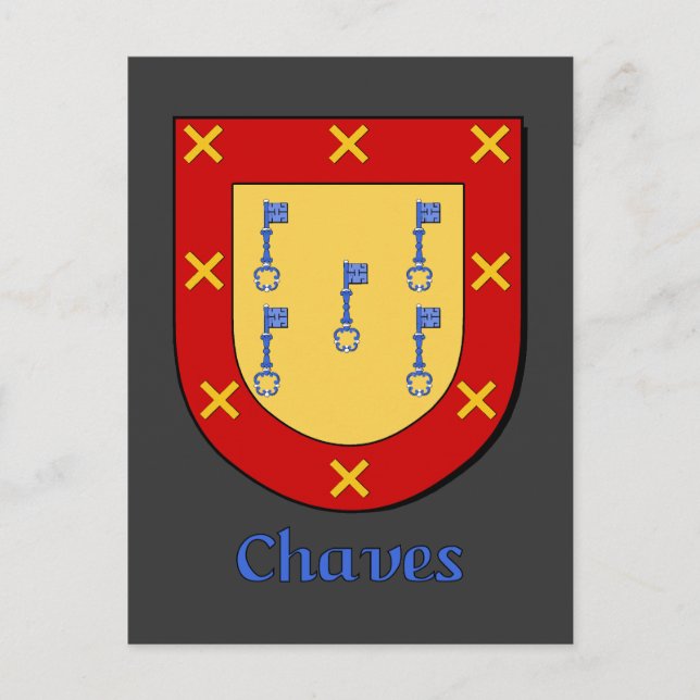 Chaves Family Heraldic Shield Vykort (Framsida)