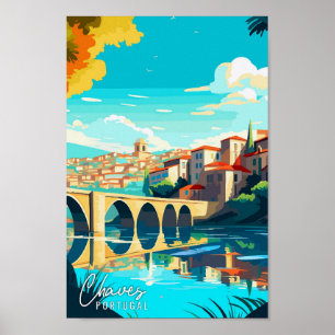 Chaves Portugal Art vintage resor illustration Poster
