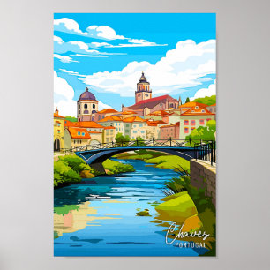 Chaves Portugal Art Vintage resor Illustration Poster
