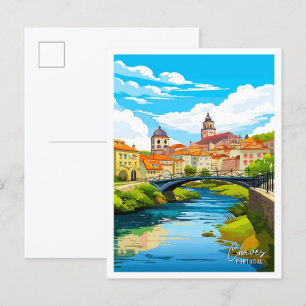 Chaves Portugal Art Vintage resor Illustration Vykort