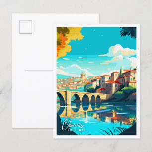 Chaves Portugal Art vintage resor illustration Vykort