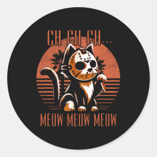 ChCh Meow Meow Meow Funny Animal Horror Film klipp Runt Klistermärke