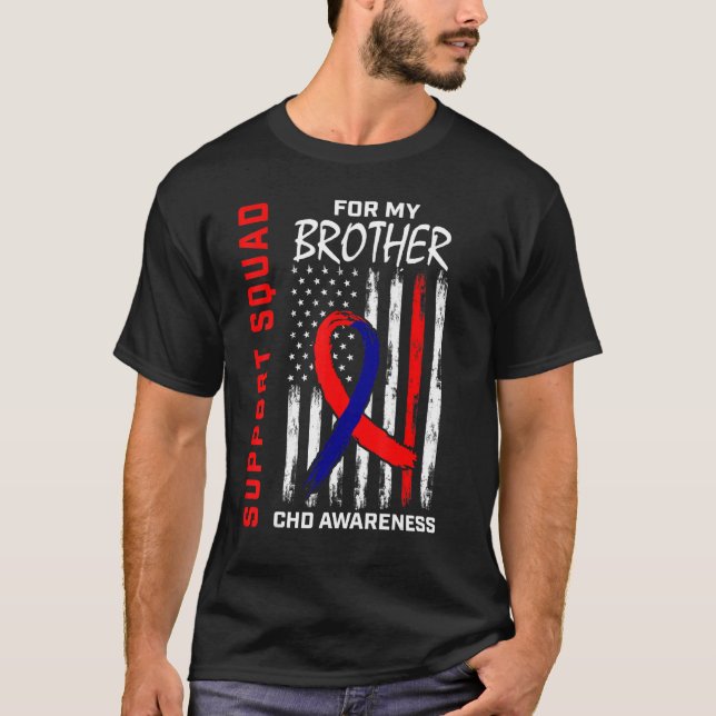 CHD Awareness Brother Heart Disease Support Squad T Shirt (Framsida)