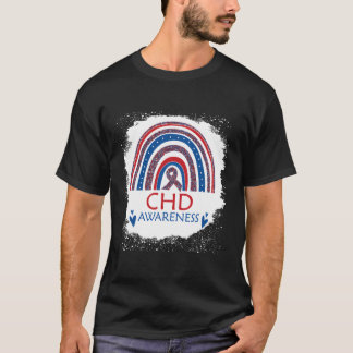 Chd Awareness Han Disease Bleached Rainbow Blue Re T Shirt