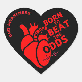 CHD Born för att slå Odds Hjärtformat Klistermärke