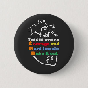 CHD Courage Ord Cloud Heart Sketch Button Knapp