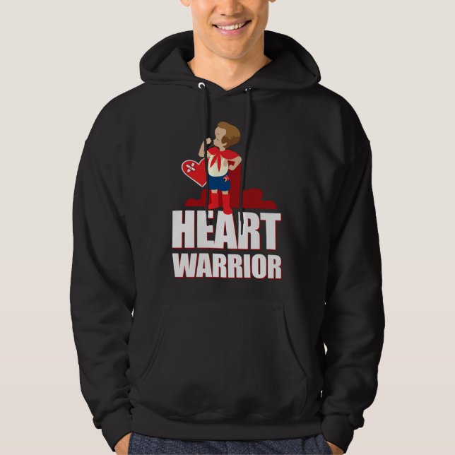 CHD Heart Confidence Caped Boy Hero Warrior Healed Hoodie (Framsida)