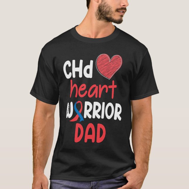 CHD Heart Disease Warrior Proud DAD Awareness Ribb T Shirt (Framsida)
