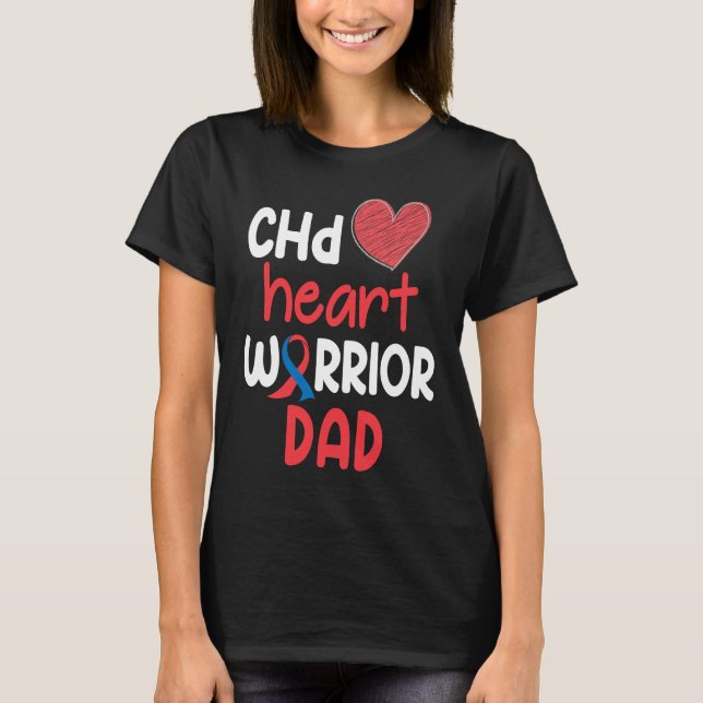 CHD Heart Disease Warrior Proud DAD Awareness Ribb T Shirt (Framsida)