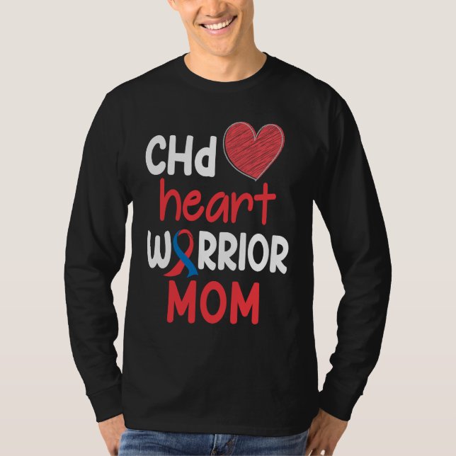 CHD Heart Disease Warrior Proud MOM Awareness Ribb T Shirt (Framsida)