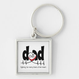 CHD Heart Pappa Anpassade Heartslag Keychain Fyrkantig Silverfärgad Nyckelring