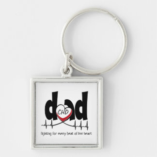 CHD Heart Pappa Anpassade Heartslag Keychain Fyrkantig Silverfärgad Nyckelring