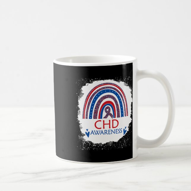 CHD-medvetenhet Hjärtfel Blekad regnbåge Blå  Kaffemugg (Höger)