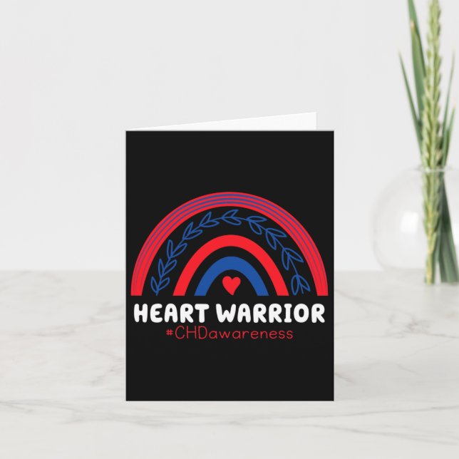 Chd Warrior Red and Blue Rainbow Heart Disease Awa Kort (Framsida)