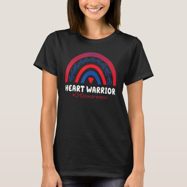 Chd Warrior Red & Blue Rainbow he Disease Awarenes T Shirt (Framsida)