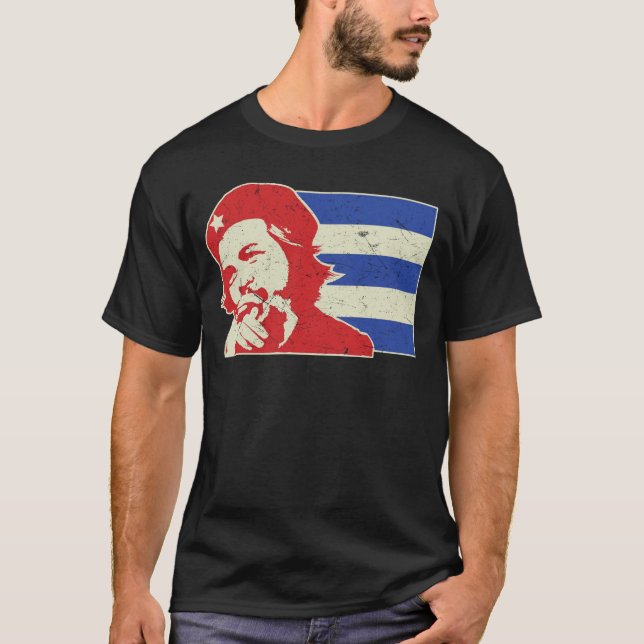 Che Guevara Cuban Flag  T Shirt (Framsida)
