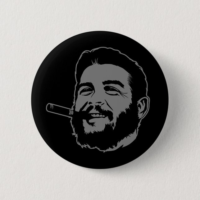 Che Guevara med Cigar Porträtt Button Knapp (Framsida)