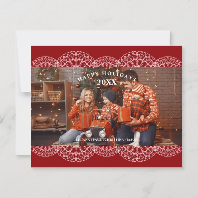 Cheap Christmas Red Nice Lace Effect Family Photo (Framsida)