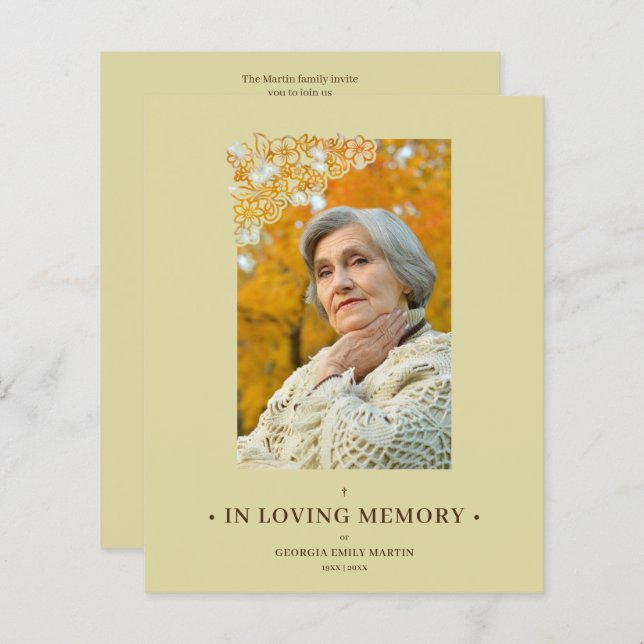 Cheap Floral Frame Elegant Photo Funeral (Fram/baksida)