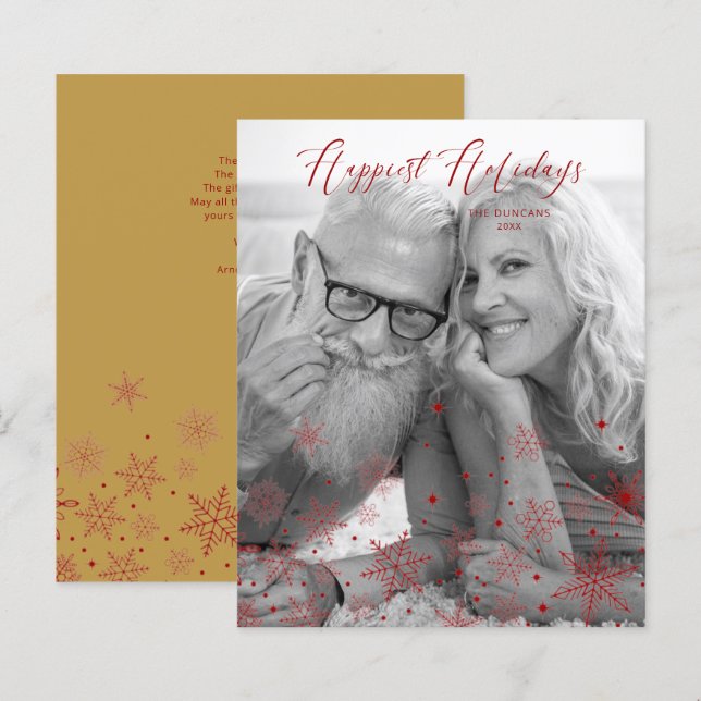 Cheap Gold Christmas Snowflakes Happiest Holidays (Fram/baksida)