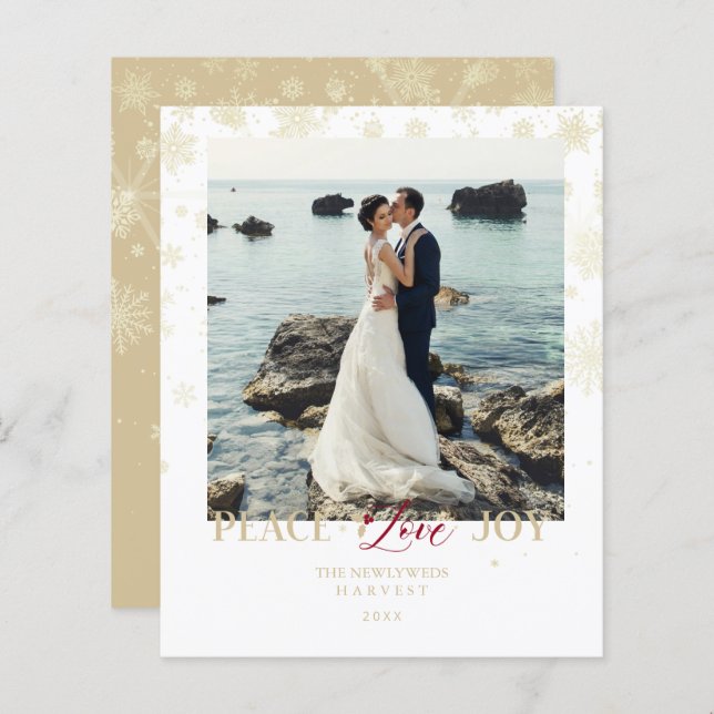 Cheap Newlyweds First Christmas Snowflakes Photo (Fram/baksida)