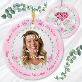 Cheap, Personalized Photo Birthday Ornaments, Pink Julgransprydnad Keramik