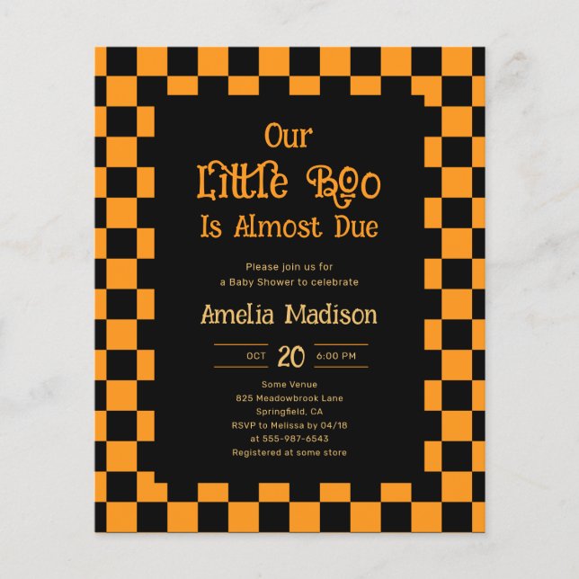 Cheap Retro Little Boo Halloween Baby Shower Flygblad (Framsidan)