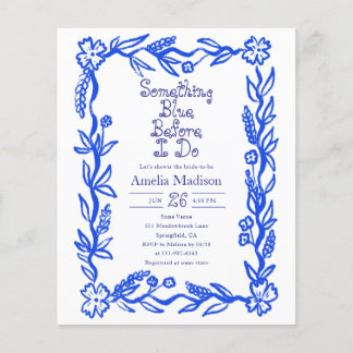 Cheap Something Blue Flower Bridal Shower Flygblad