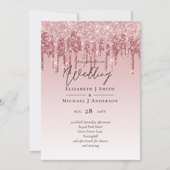 CHEAPEST Ro Guld Rosa Glitter Bröllop (Framsida)