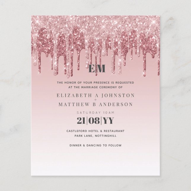 CHEAPEST Ro Guld Rosa Glitter Bröllop (Framsida)