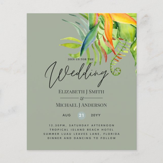 Cheapest Tropical Lövs Bröllop Luau Reception (Framsida)