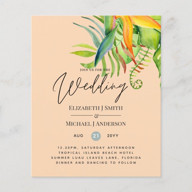 Cheapest Tropical Lövs Bröllop Luau Reception (Framsida)