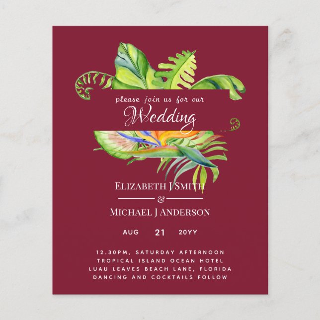 Cheapest Tropical Lövs Bröllop Luau Reception (Framsida)