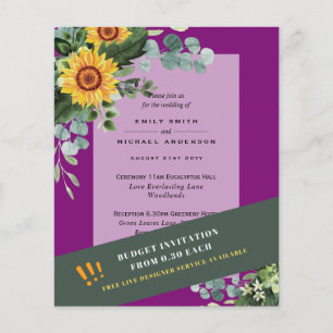 CHEAPEST WEDDING INVITATIONS Solblommor Eucalyptus Flygblad