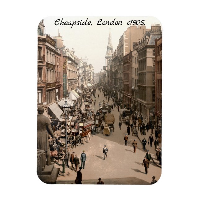 Cheapside c1905, London Street scen Magnet (Vertikal)