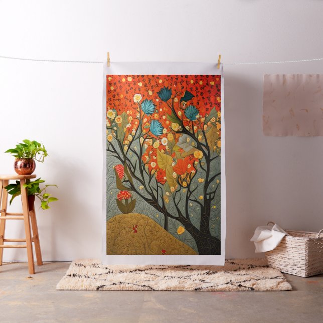 Cheater Quilt Panel i William Morris Stil Tyg (In Situ)