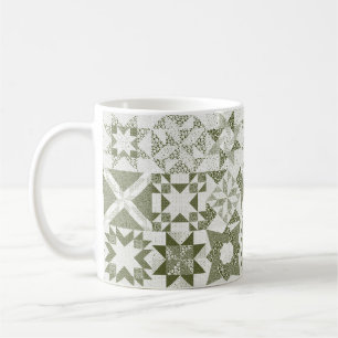 Cheater Traditional Patchwork Stars Quilt-Grönt Kaffemugg