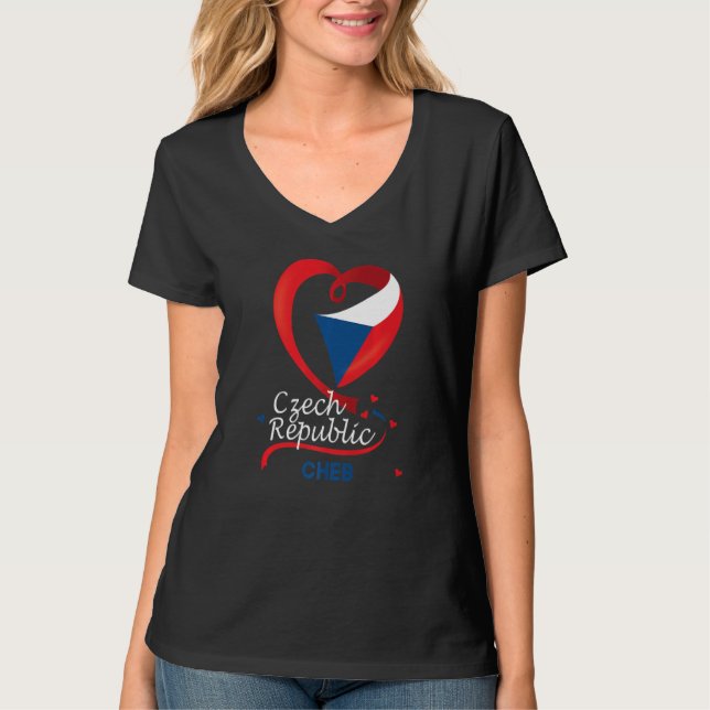 Cheb Czech Heart Flagga Lejon Jacka av Arm Em T Shirt (Framsida)