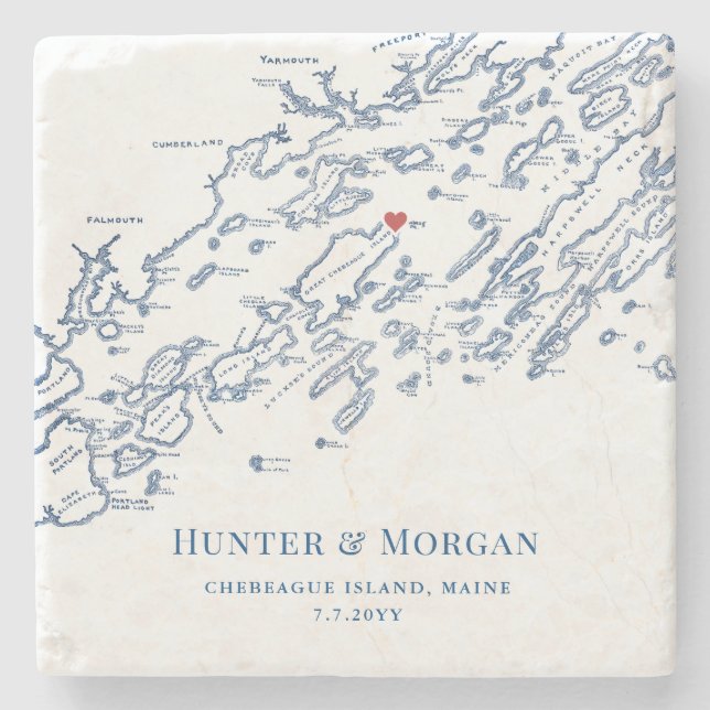 Chebeague Island Maine Destination Wedding Favor Stenunderlägg (Framsidan)