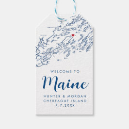 Chebeague Island Maine Elegant Navy Wedding Favor Presentetikett