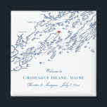 Chebeague Island Maine Karta Elegant bröllop Favor Magnet<br><div class="desc">Snabb och enkel beställning! De här Chebeague-öarna, Maine karta-magneterna är perfekt att välkomna dina gäster från stan med välkomna väskor eller anpassa dem till din bröllopsfest. Flytta hjärtat genom att klicka på "Redigera med design verktyg" under "Anpassa". Karta omfattar Cape Elizabeth, Portland, Cumberland, Falmouth, Freeport, öarna inklusive Peaks Island, Little...</div>