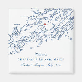 Chebeague Island Maine Karta Elegant bröllop Favor Magnet