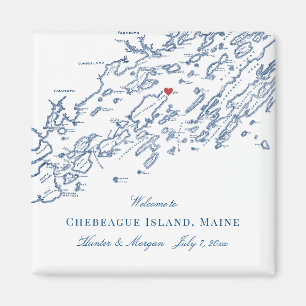 Chebeague Island Maine Karta Elegant bröllop Favor Magnet