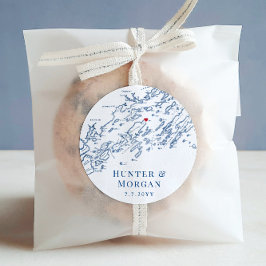 Chebeague Island Maine Karta Wedding Favor Runt Klistermärke