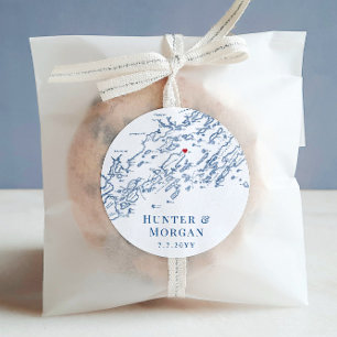 Chebeague Island Maine Karta Wedding Favor Runt Klistermärke