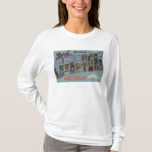 Cheboygan, Michigan - Scenes i stora Brev Tee Shirt
