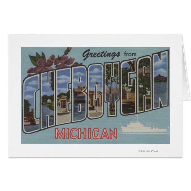 Cheboygan, Michigan - Stora Brev Scenes Hälsningskort (Framsidan Horizontal)