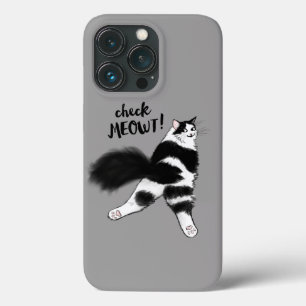 Check Meowt - Funny Black and White Cat Sploot