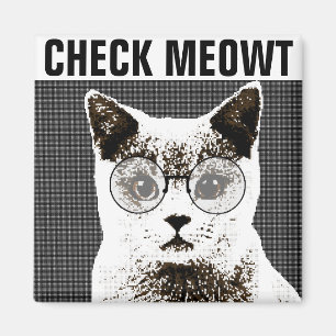 Check Meowt, Lunt Cat FRIDGE MAGNETS Magnet