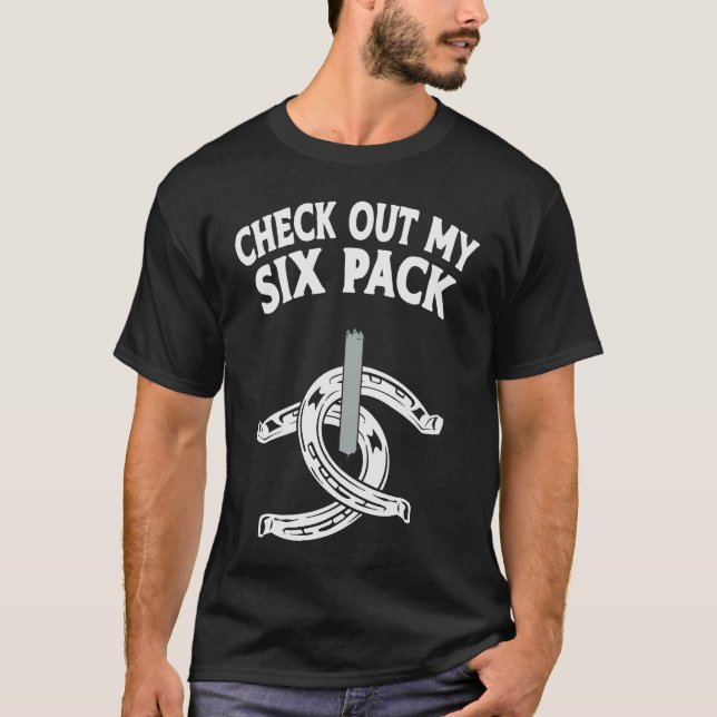 Check Out My Six Pack  Horseshoe Pitching Pitcher T Shirt (Framsida)